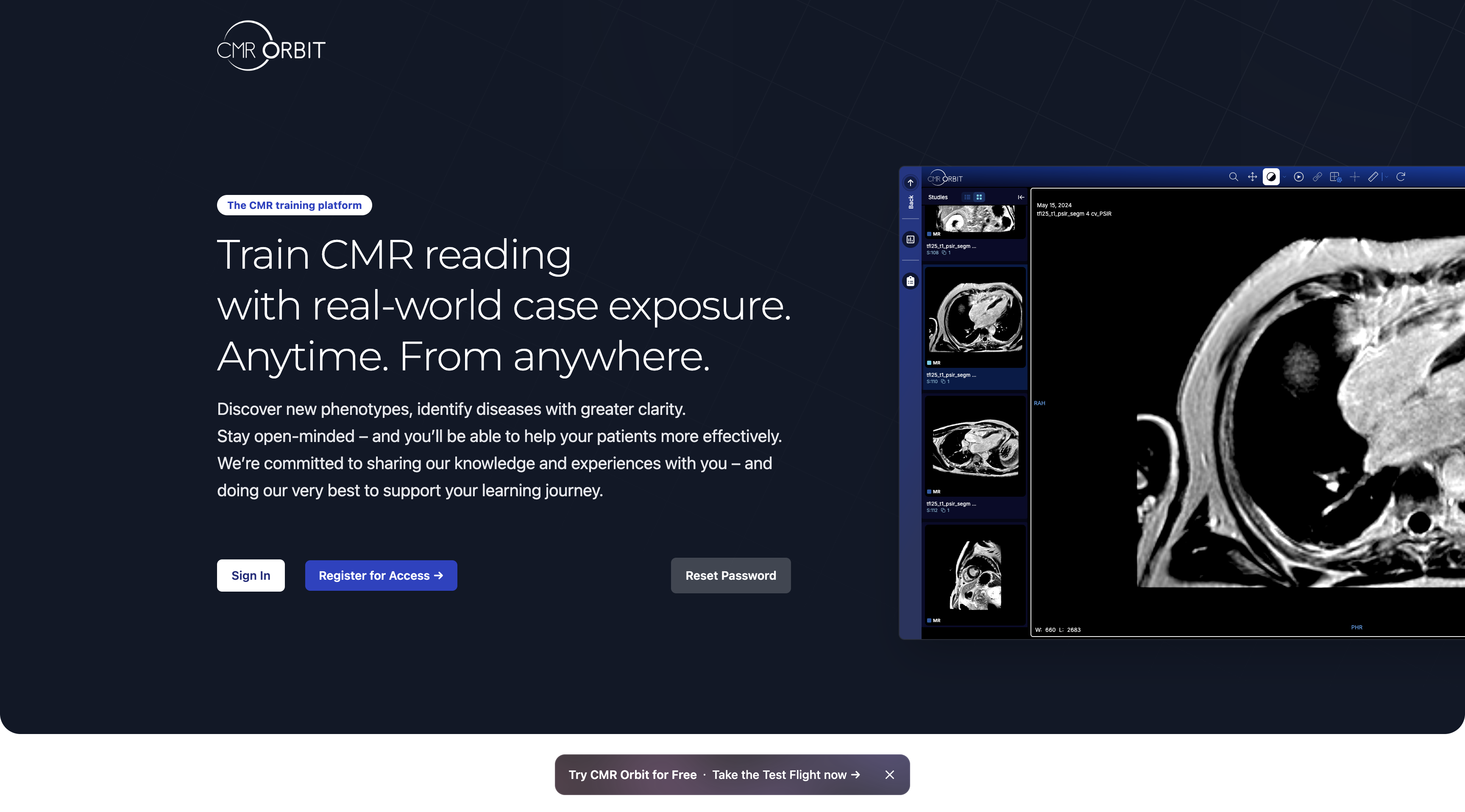 CMR Orbit — Landing Page of the platform